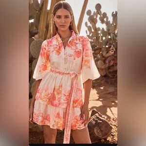 NWT Ever New Cream Dress with Orange Floral Detail